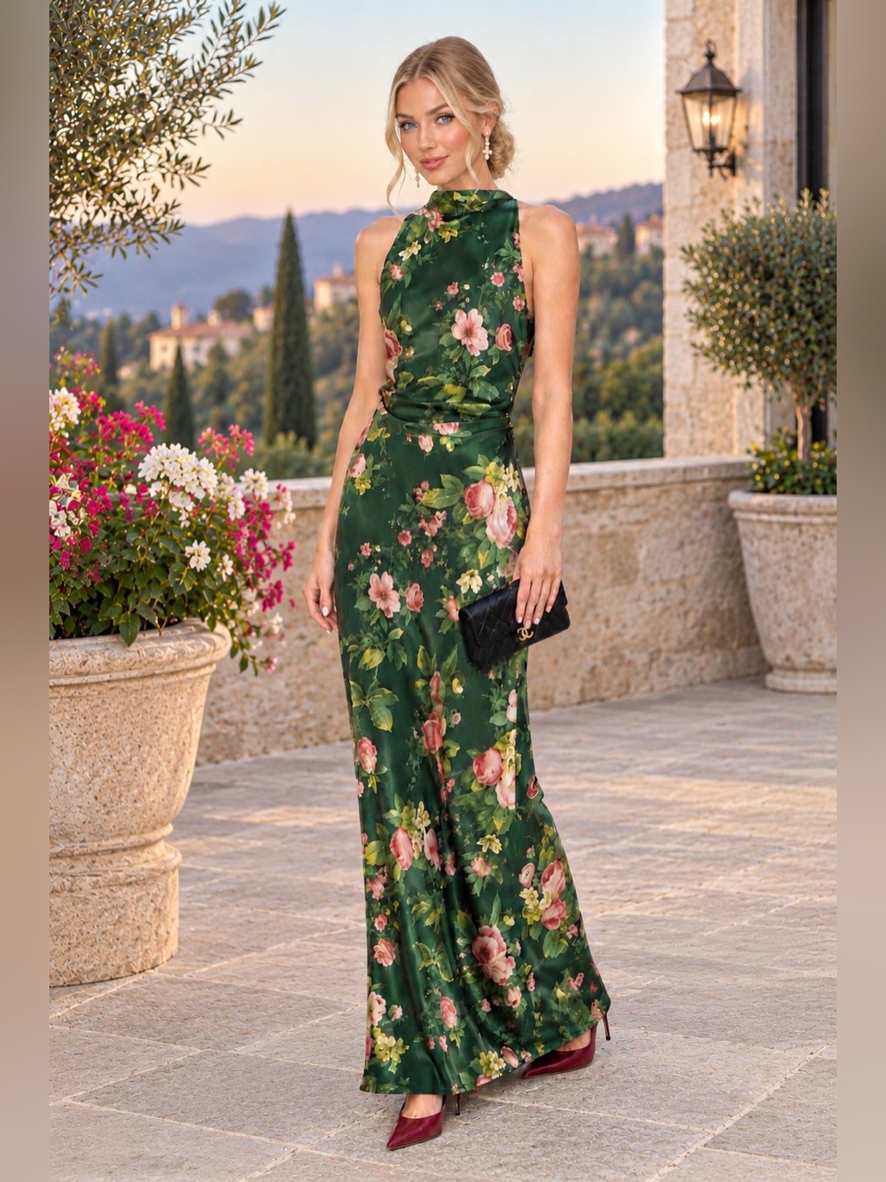 REFORMATION Anaiis Silk Dress in Belvedere